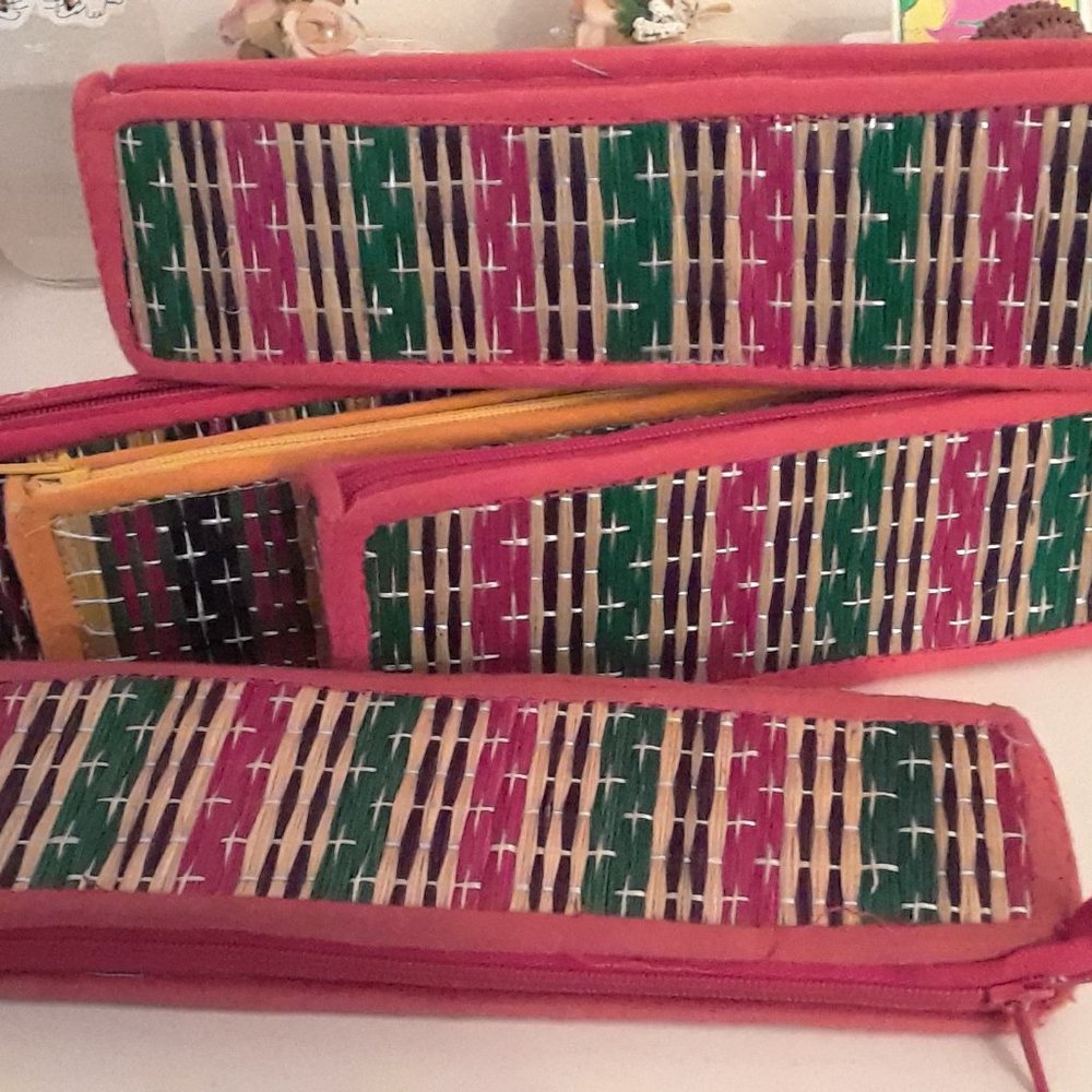 5 Antique Hand Made Ethnic Pencil Cases